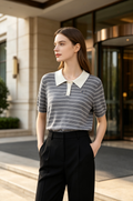 Cute Doggie Casual Knit Collared Top (Free size)