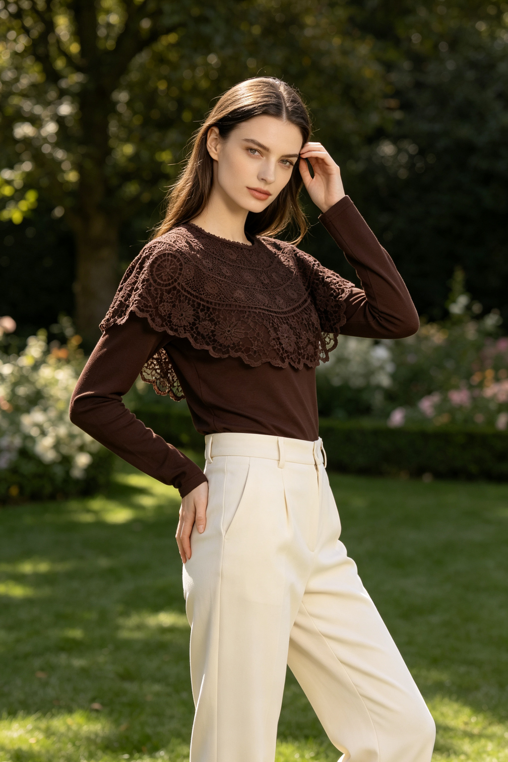 Lace Collared Top
