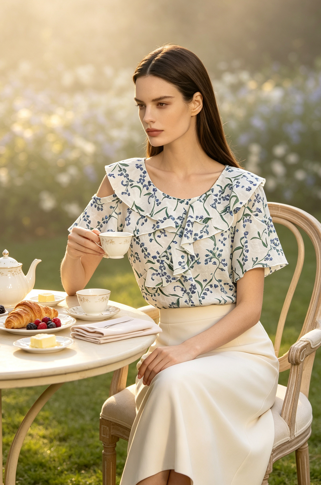 Floral Blouse in Blue (S size)