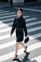 Denim Shirt Dress with Belt (L size)