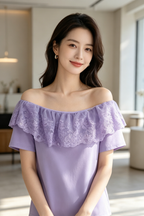 Off-The-Shoulder Top in Purple (2XL size)