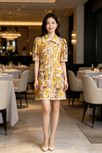 Peter Pan Collar Mini Dress (L Size)