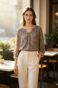 Paisley Print Brown Blouse (FREE size)