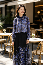 Floral Blouse & Midi Skirt Set (M size)