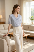 Elegant Baby Blue Blouse (L size)