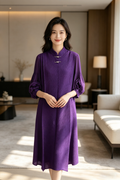 Ren Mandarin Collar Midi Dress (Free size)