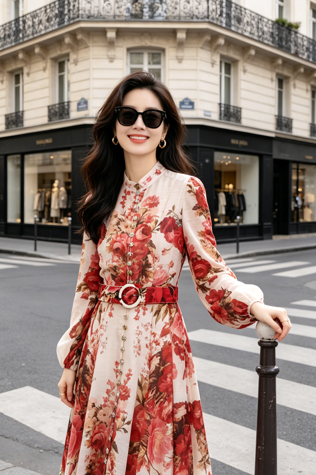 Dreamscape Floral Dress with Belt (L size)