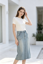 Denim Midi Skirt (3XL size)