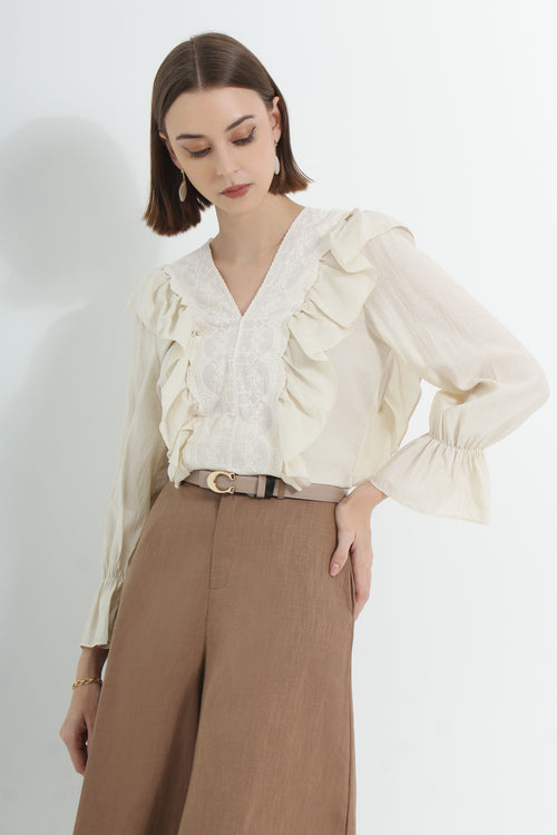 Harper Embroidered Ruffle Blouse