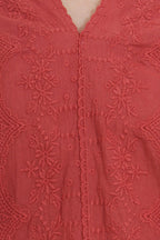 Harper Embroidered Ruffle Blouse Red