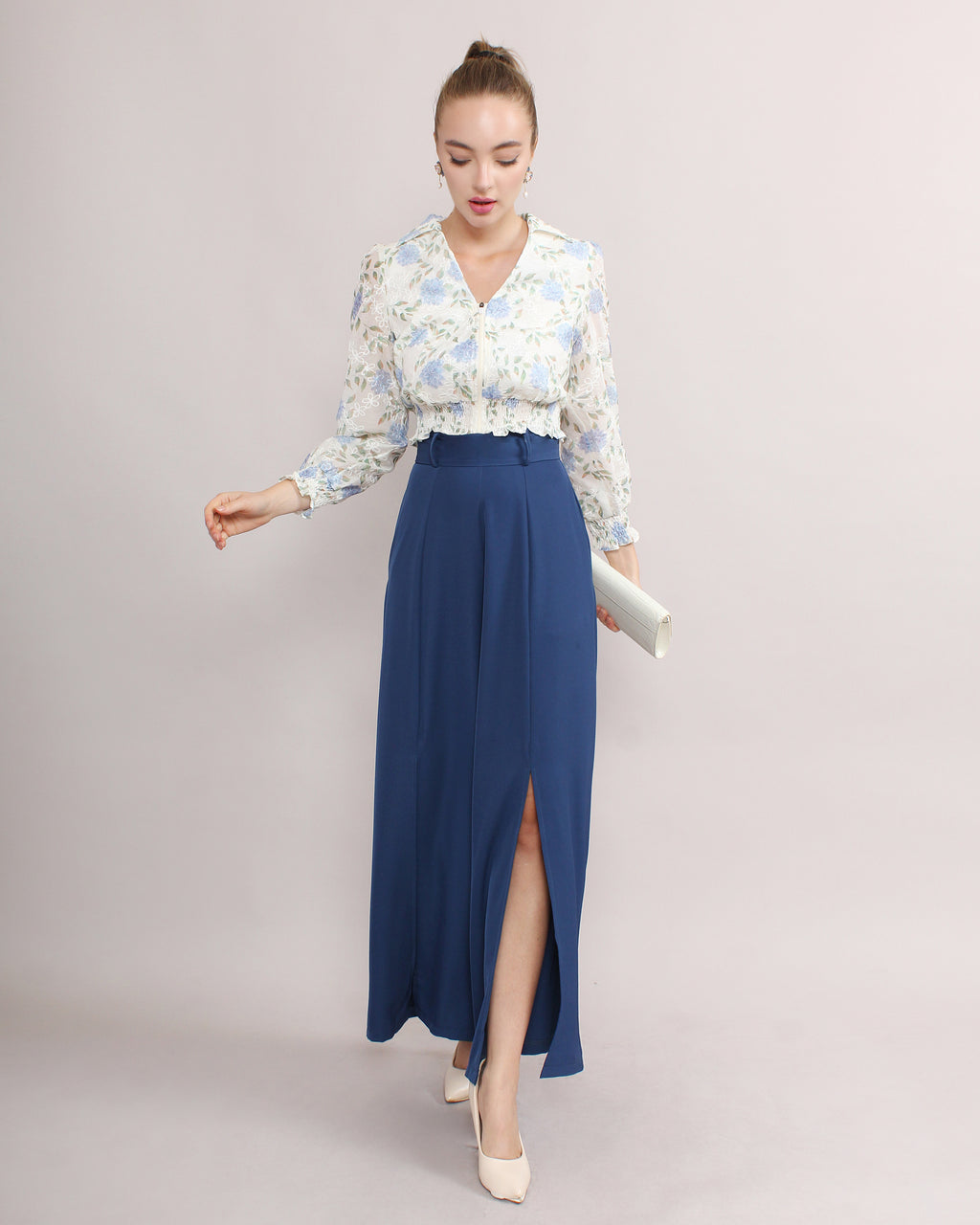 Front Slit Wide Leg Pants