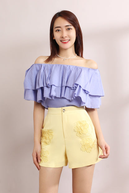 Asael 3D Embroidery Floral Shorts