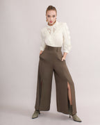 Front Slit Wide Leg Pants