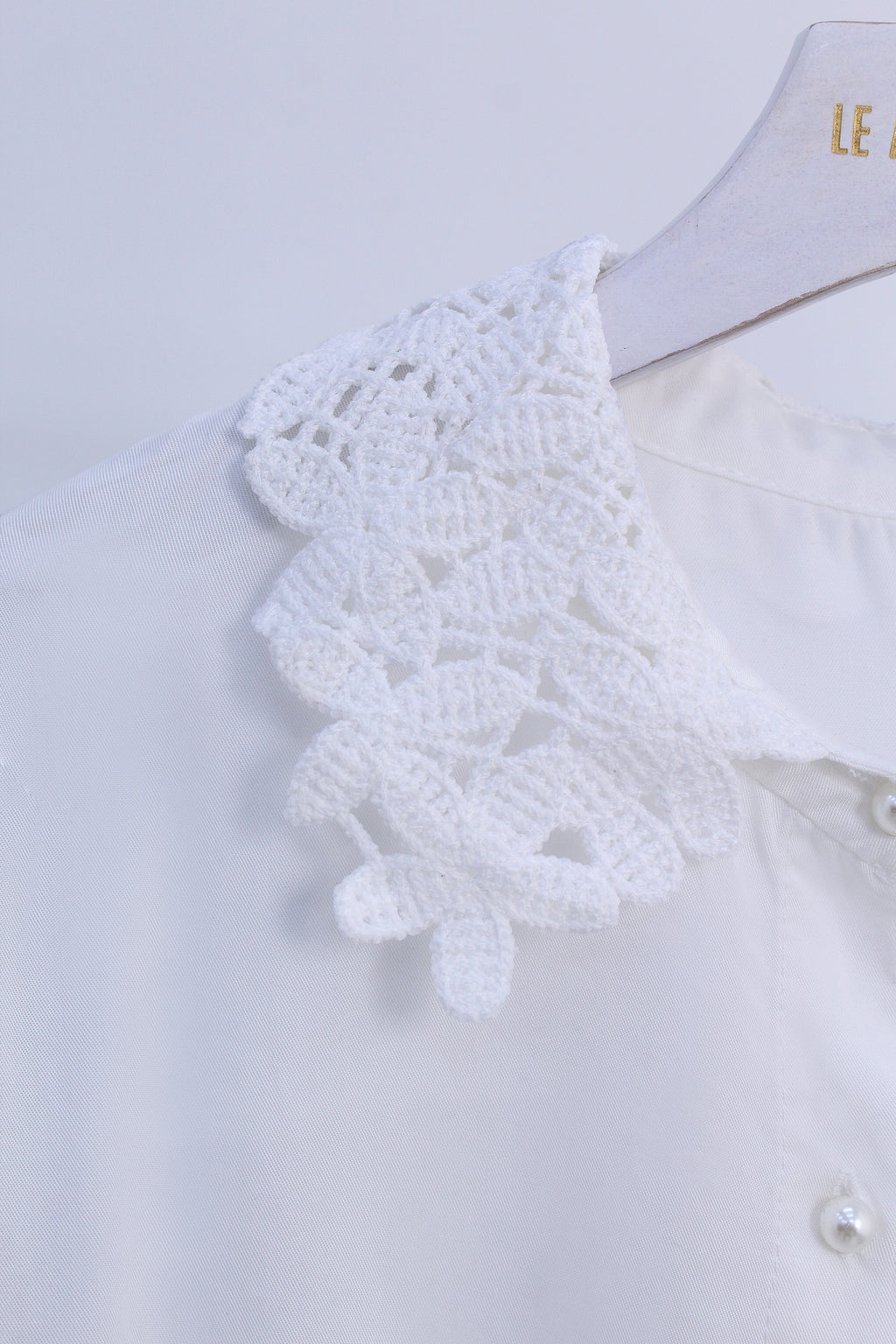 Lace Buttoned Shirt in White & Black (L size)