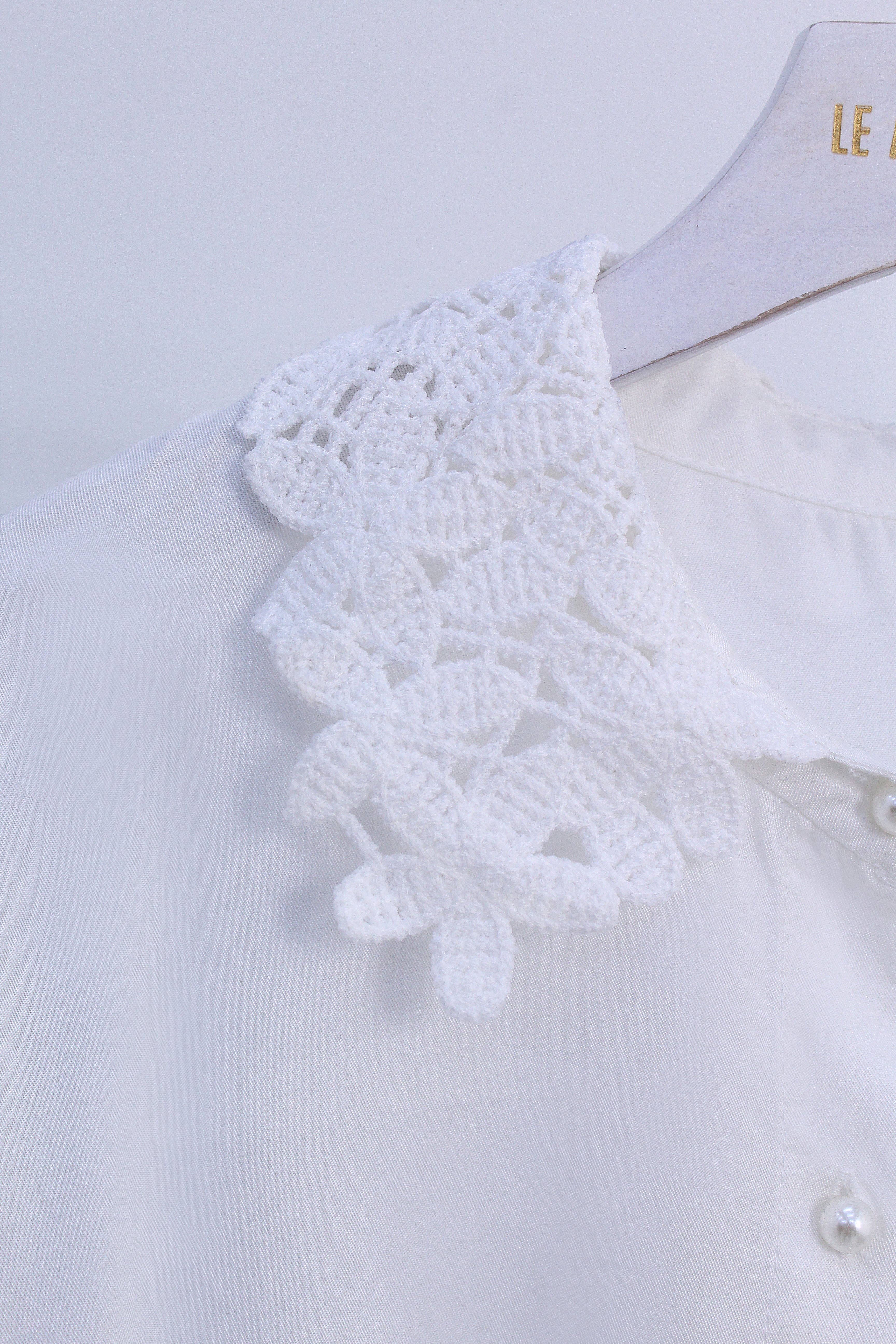 Lace Buttoned Shirt in White & Black (L size)