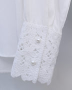 Lace Buttoned Shirt in White & Black (L size)