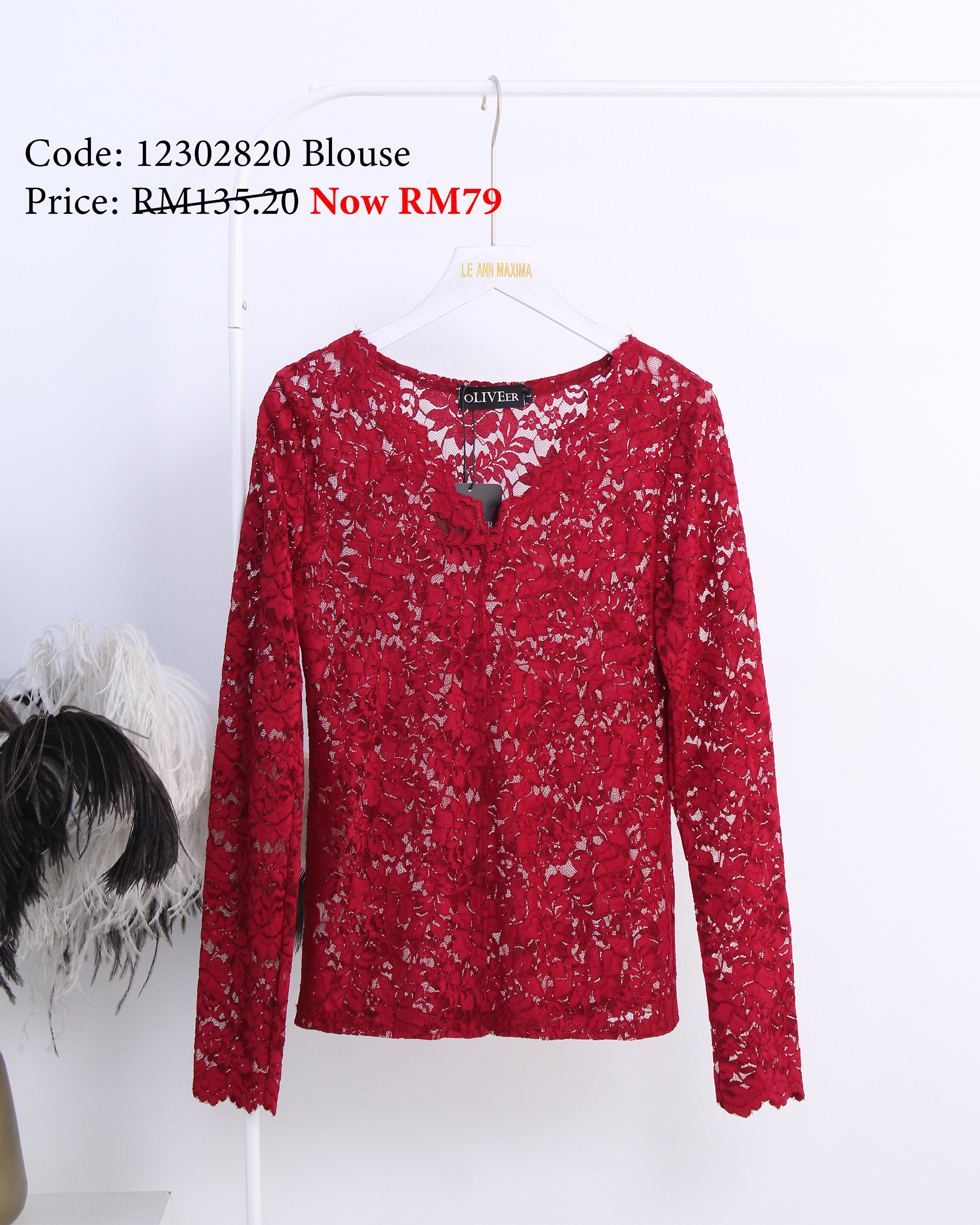Lace Blouse in Red (L size)