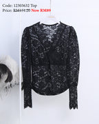 Nelly Lace Blouse in Black (M size)