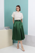 Celeste Petal-Sleeve Mandarin Top