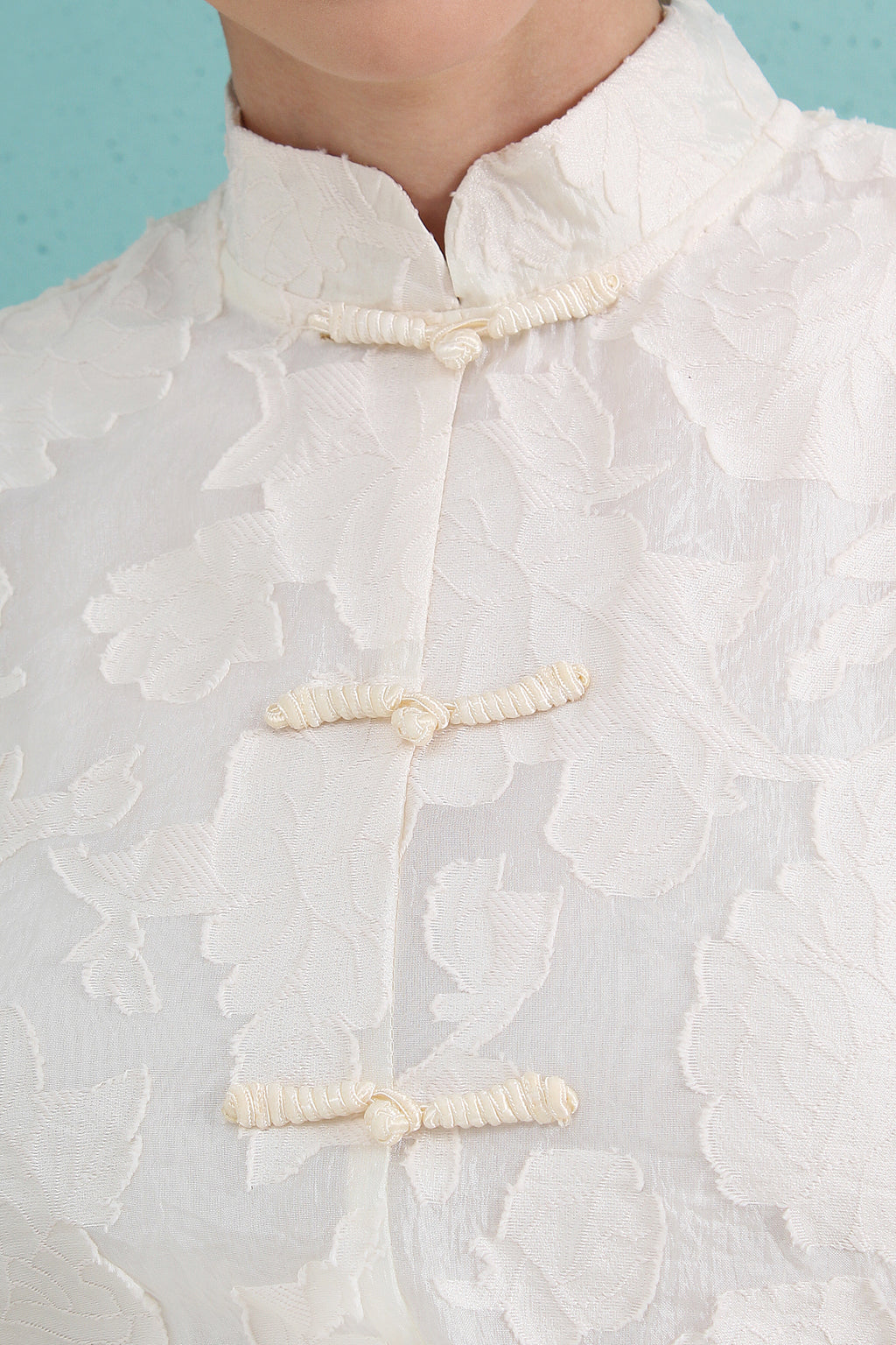 Celeste Petal-Sleeve Mandarin Top