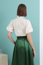 Celeste Petal-Sleeve Mandarin Top