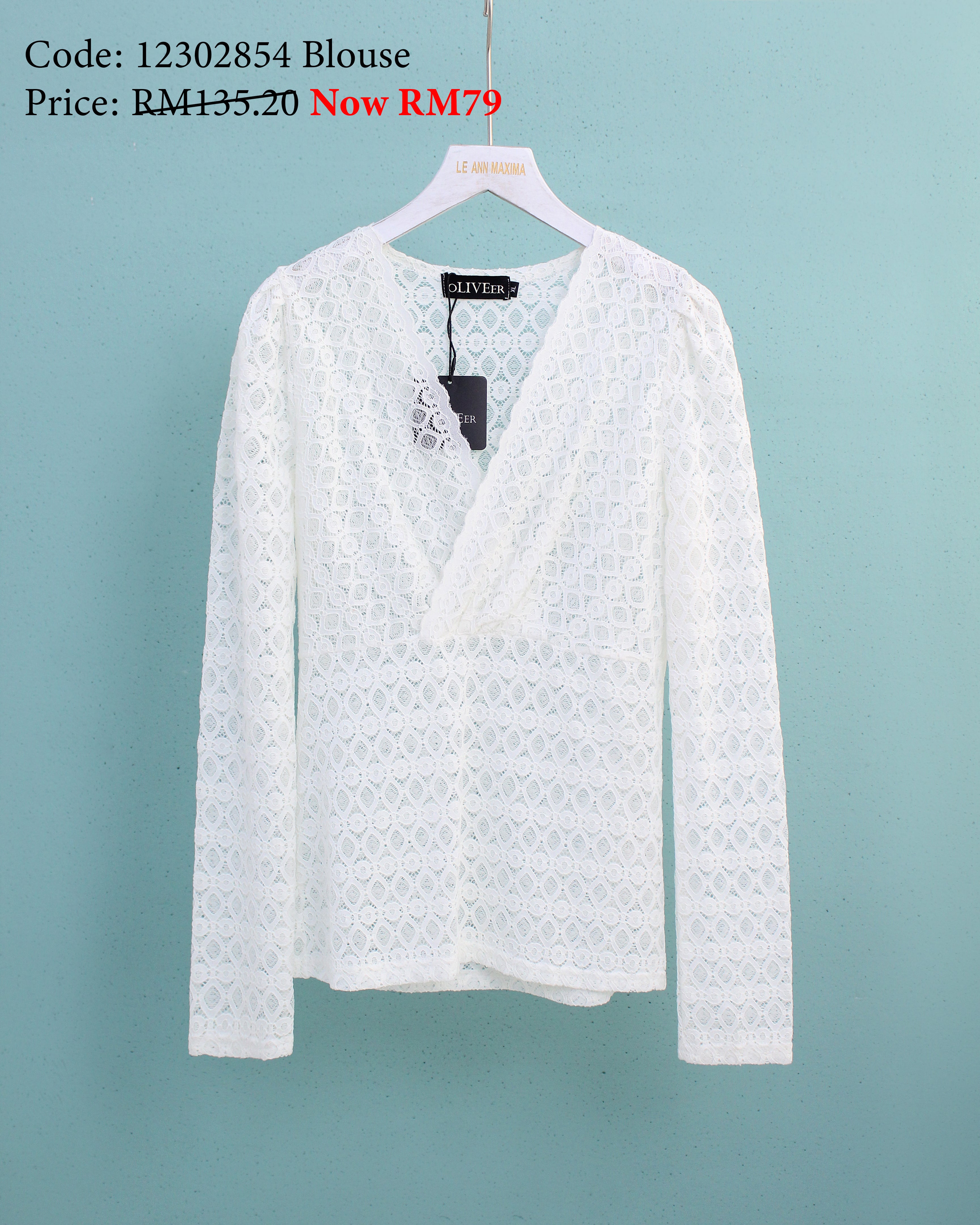 Taya Lace Blouse in White (XL Size)