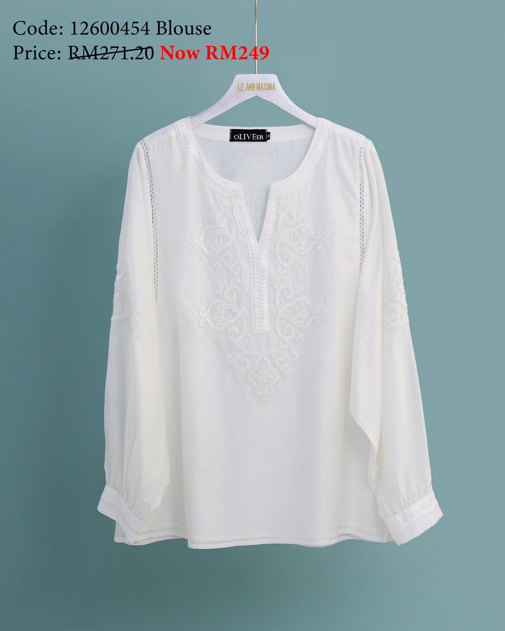 Embroidered Bali-style Top in Cream