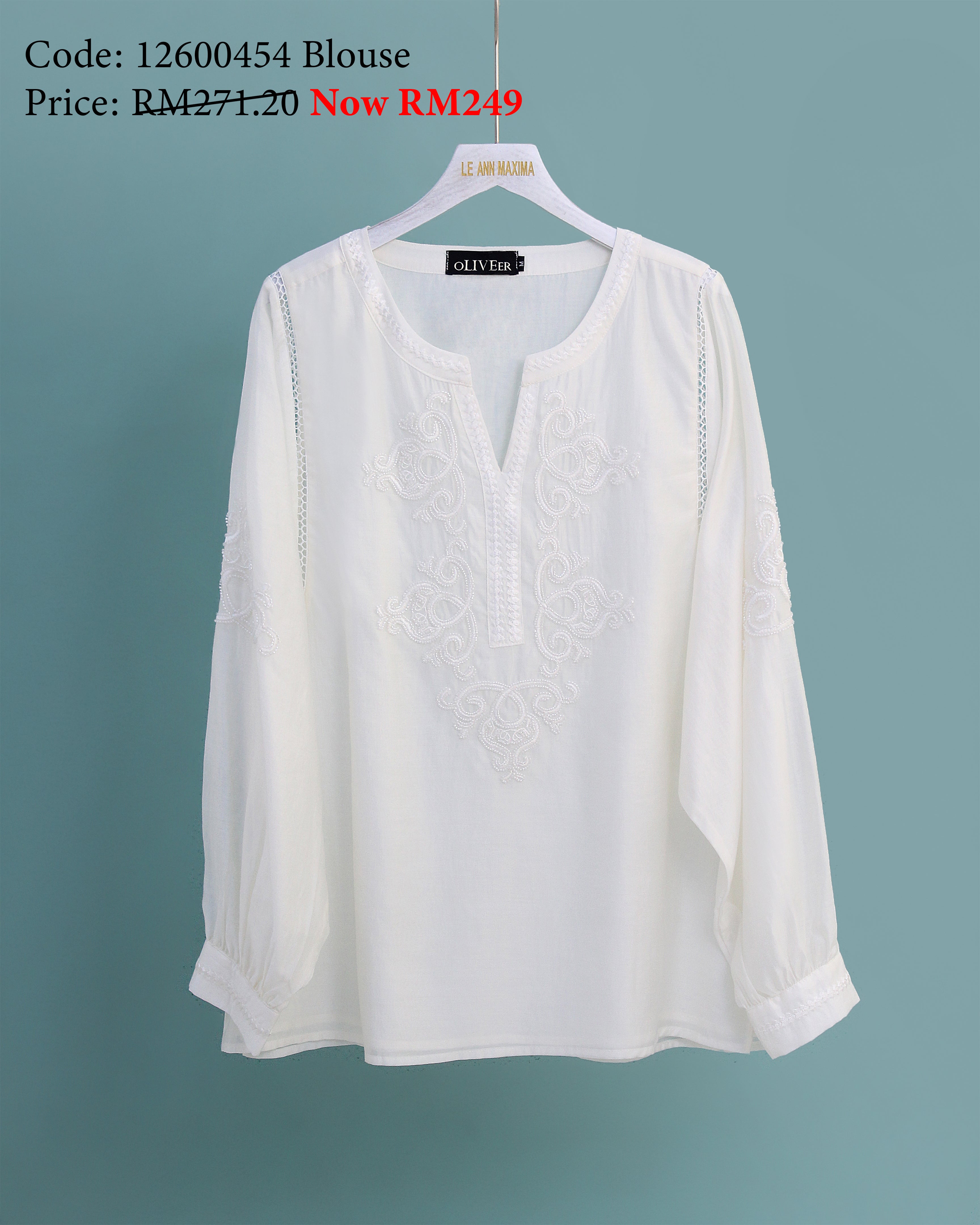 Embroidered Bali-style Top in Cream