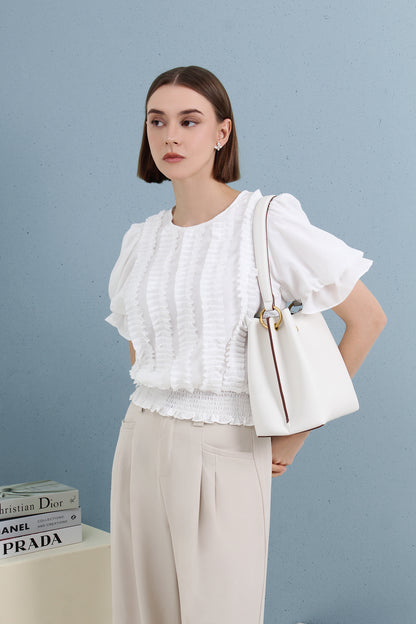 Elena Ruffle Front Top
