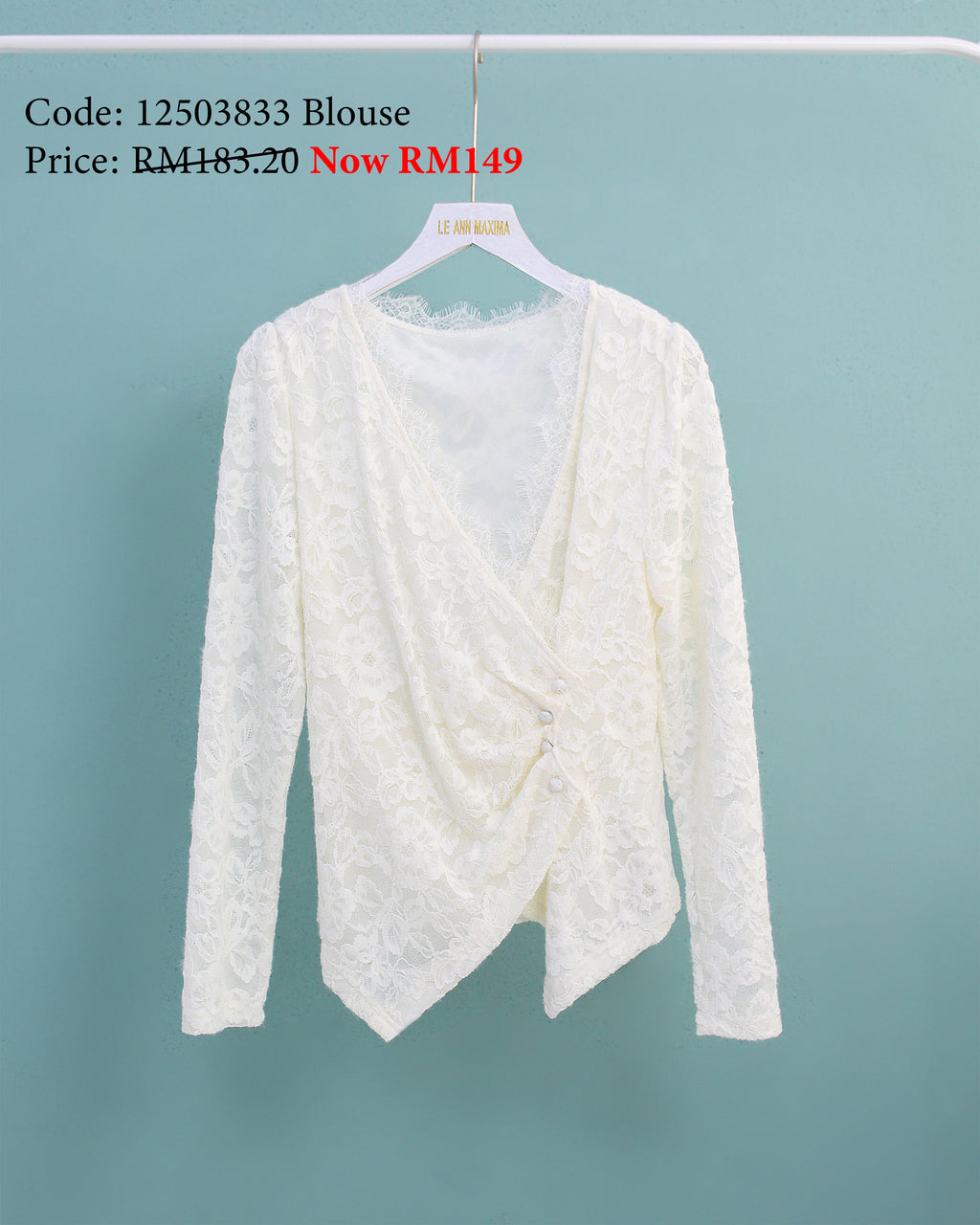 Lea Wrap Blouse in White (M size)