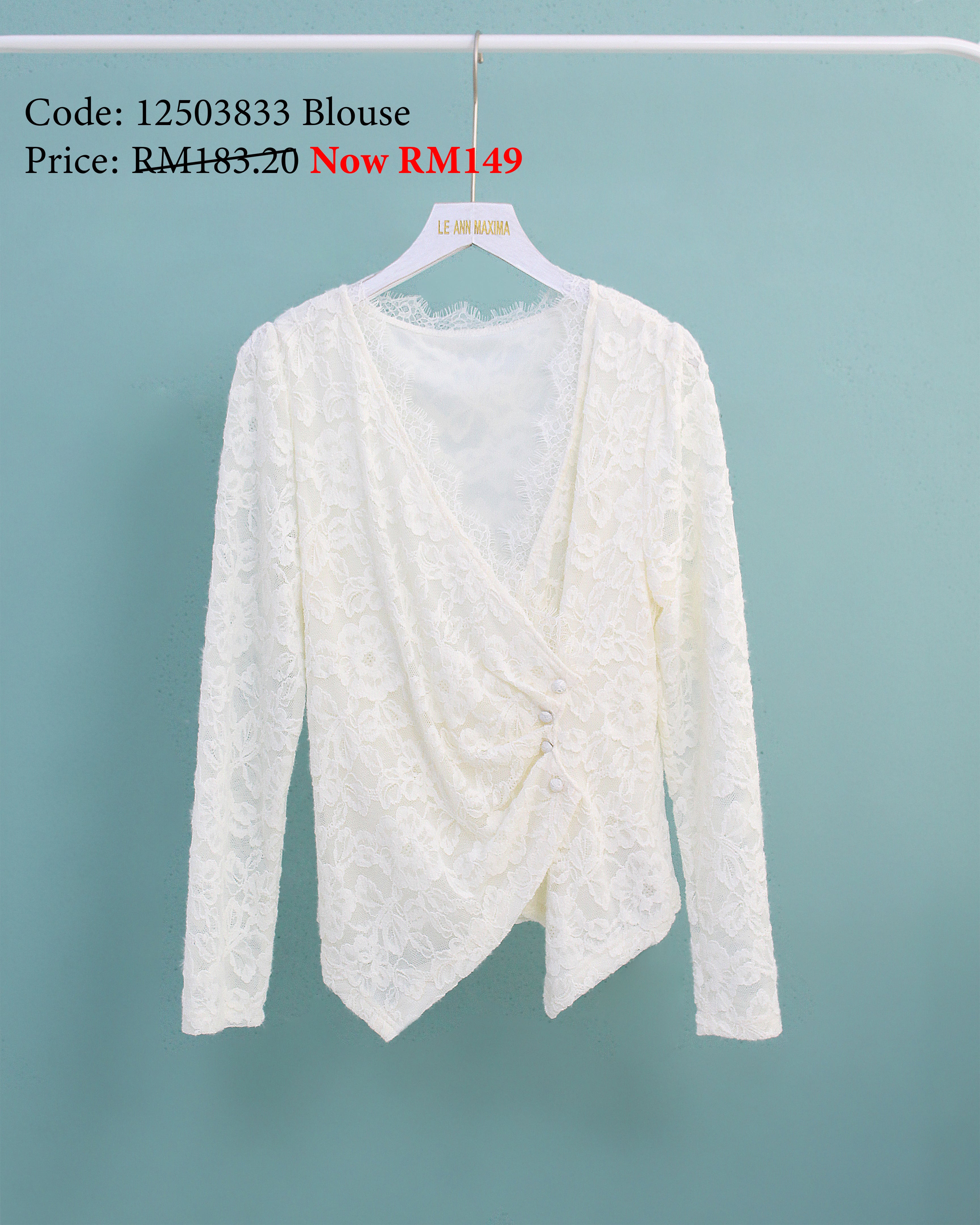 Lea Wrap Blouse in White (M size)