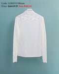 Lace Turtleneck Top in Cream