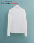 Lace Turtleneck Top in Cream