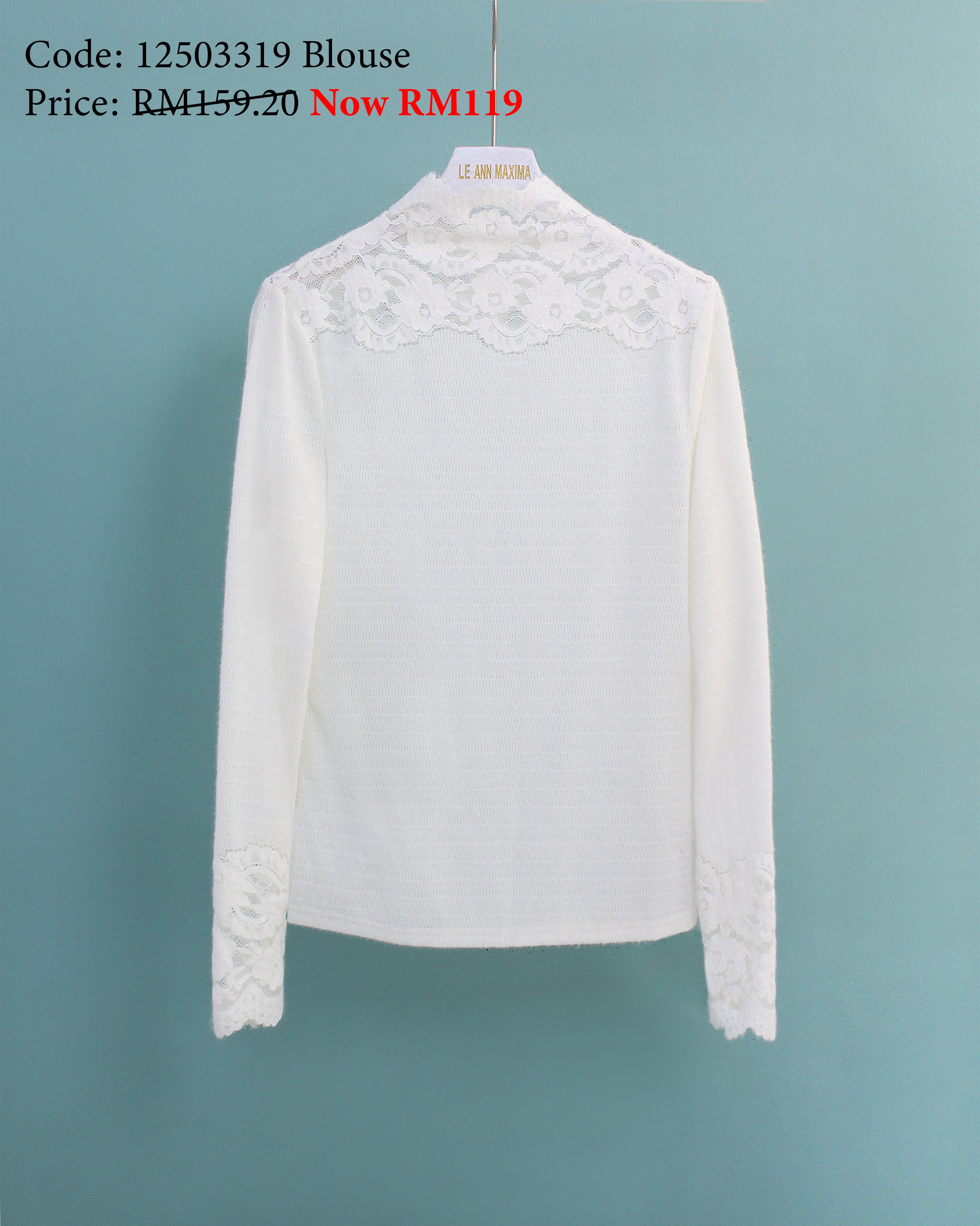 Lace Turtleneck Top in Cream