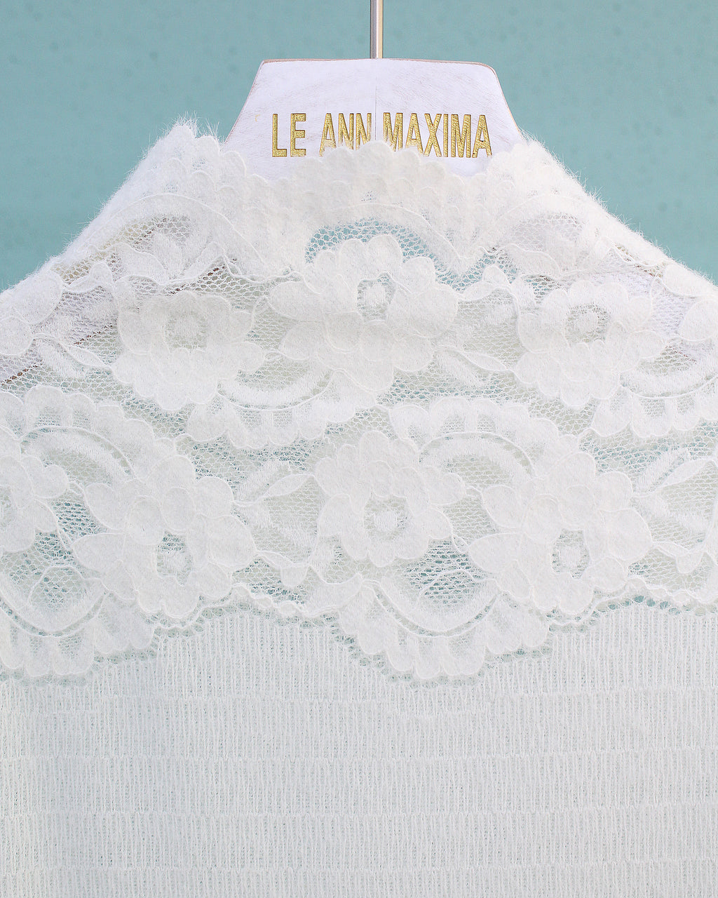 Lace Turtleneck Top in Cream