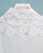 Lace Turtleneck Top in Cream