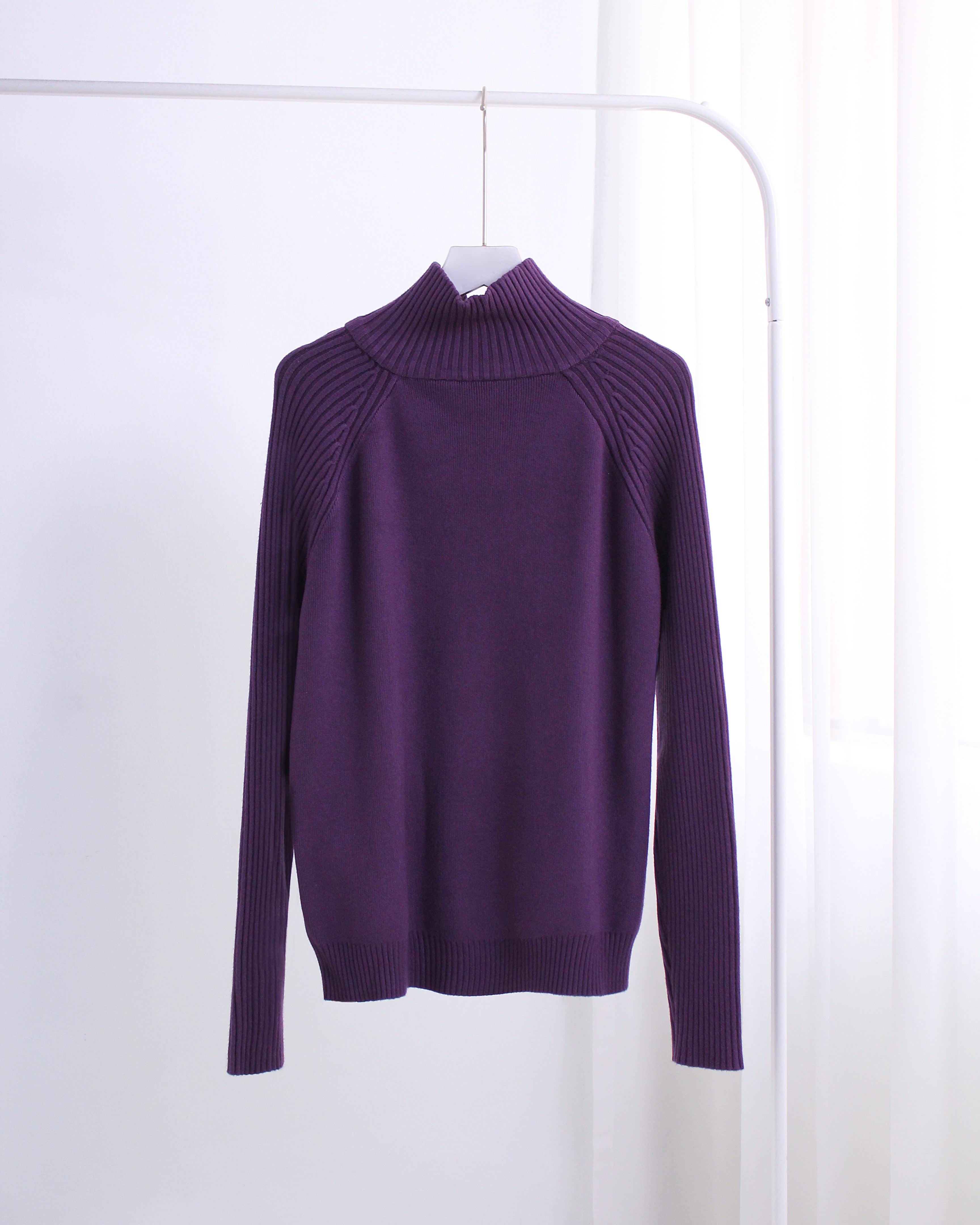 Half Zip Sweater in Purple [Free Size]