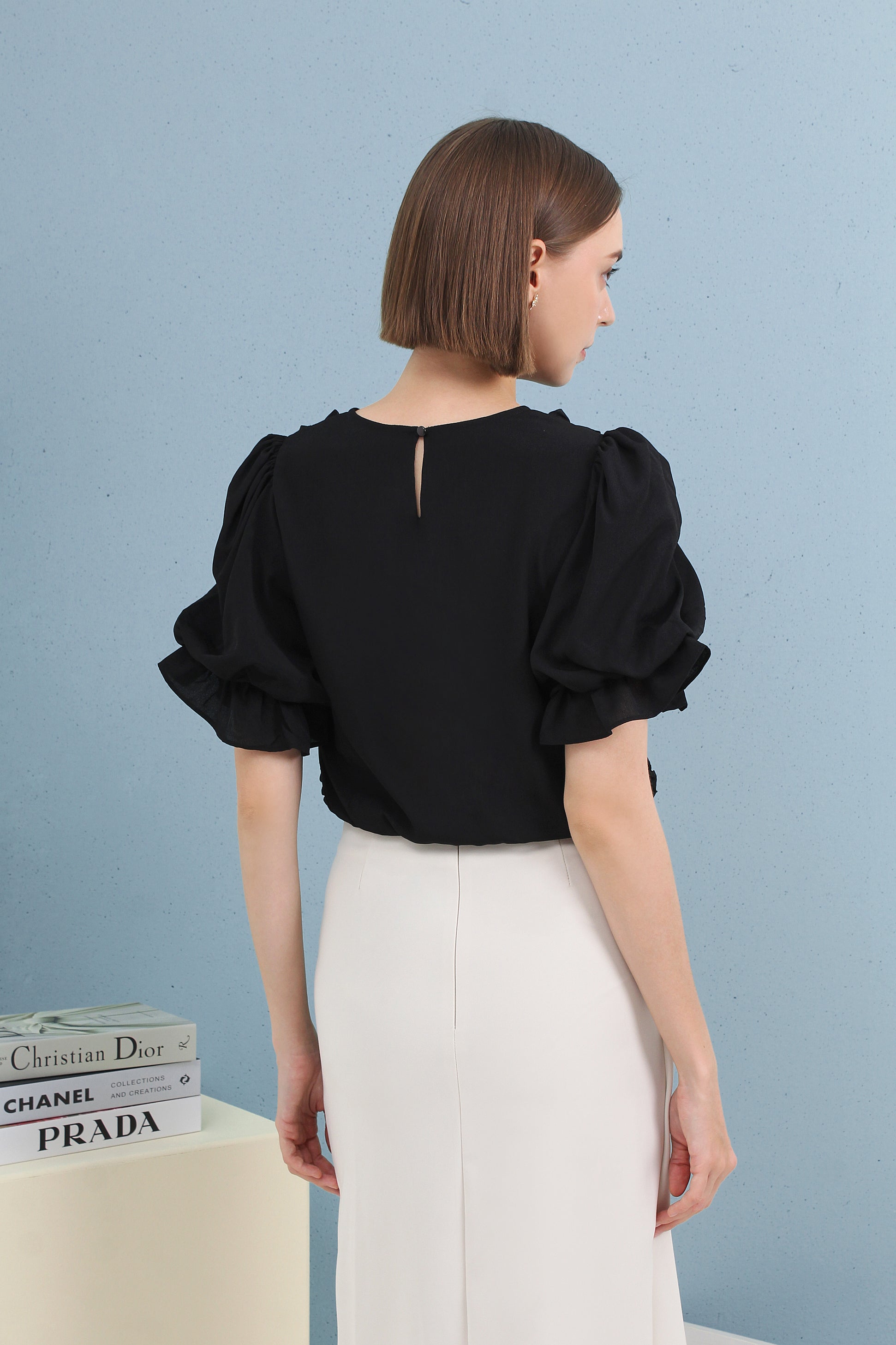 Elena Ruffle Front Top