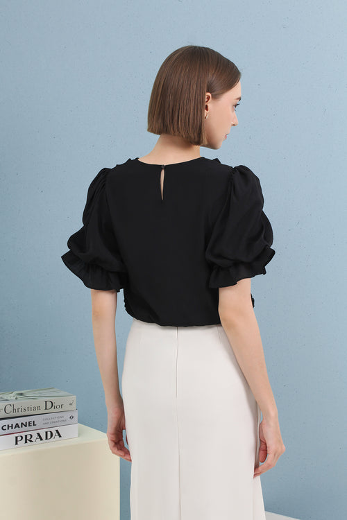 Elena Ruffle Front Top