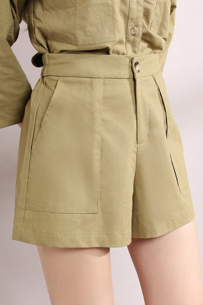 Linen High Waist Shorts