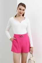 High Waist Belt Shorts