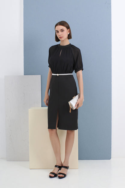 Sienna Chiffon Contrast Midi Dress