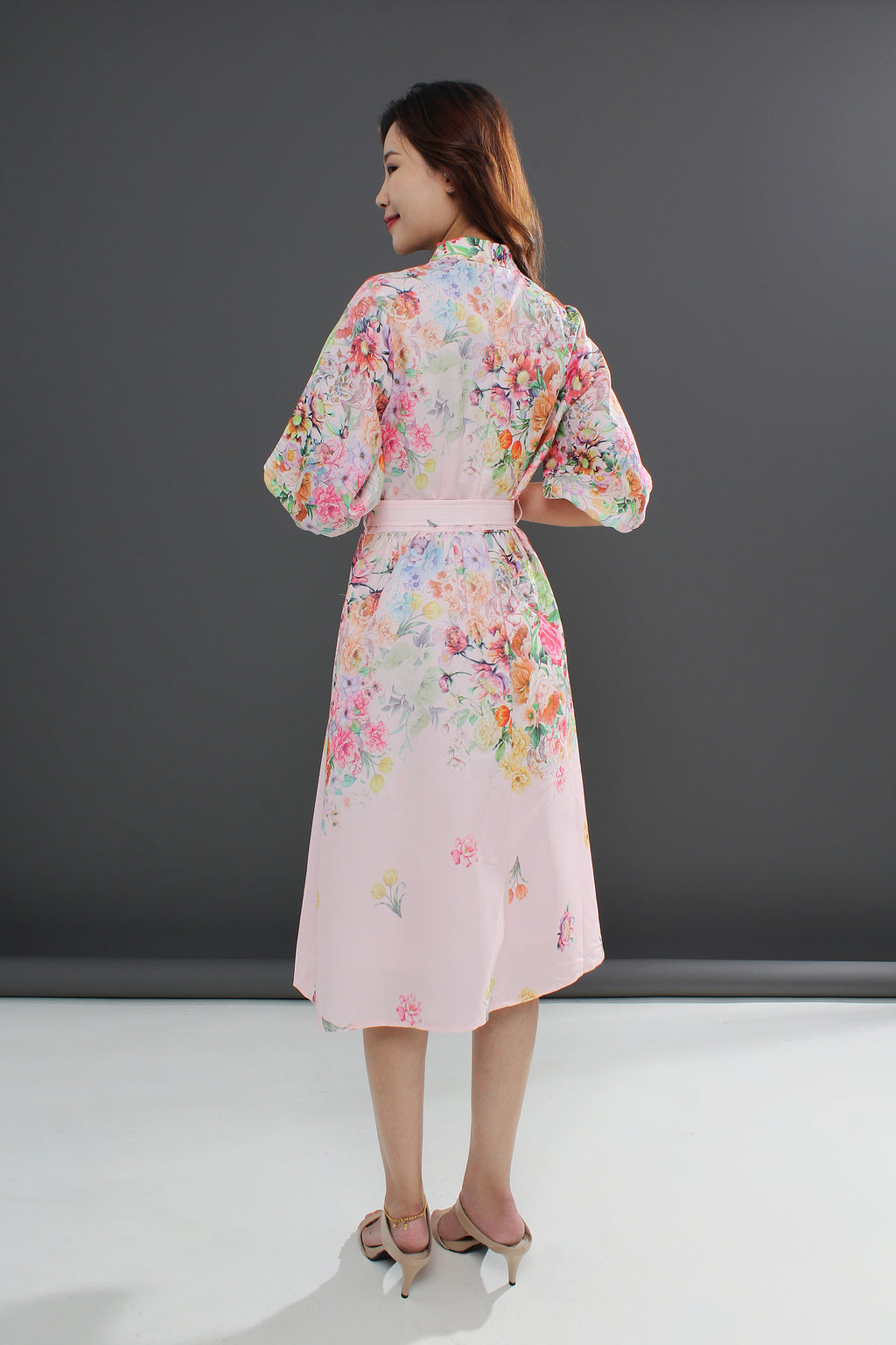 Floral Flare Belted Midi Dress