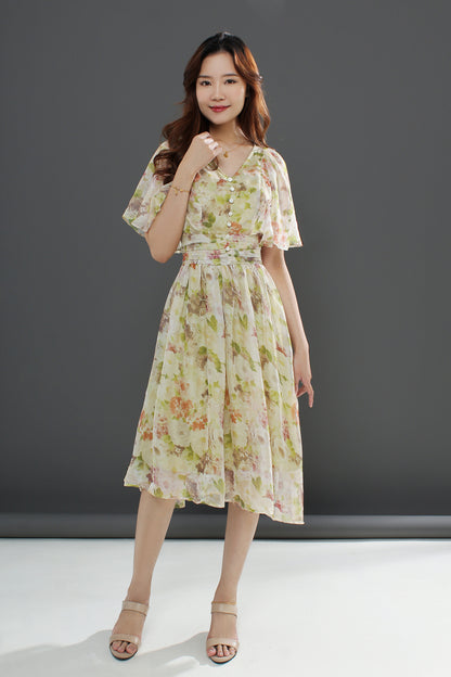 Liora Floral Maxi Dress Slim elegant Vintage Beach Ladies Dress