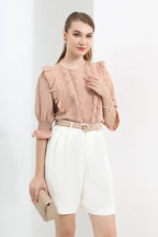 Cotton Lace Ruffle Blouse [Last Piece Left]