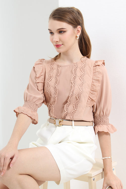 Cotton Lace Ruffle Blouse [Last Piece Left]