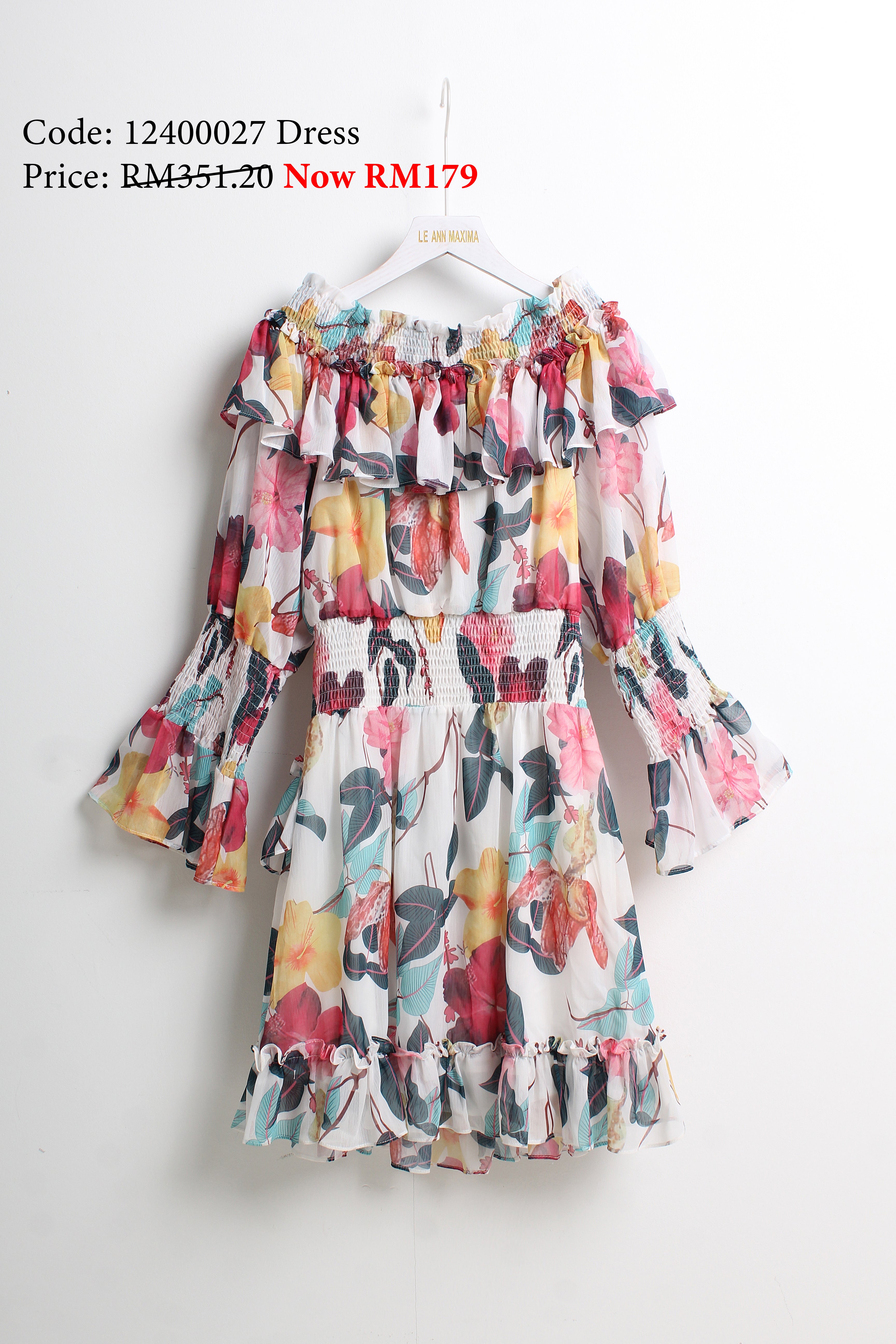 Off Shoulder Colorful Dress (L size)