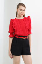 Cotton Lace Ruffle Blouse [Last Piece Left]