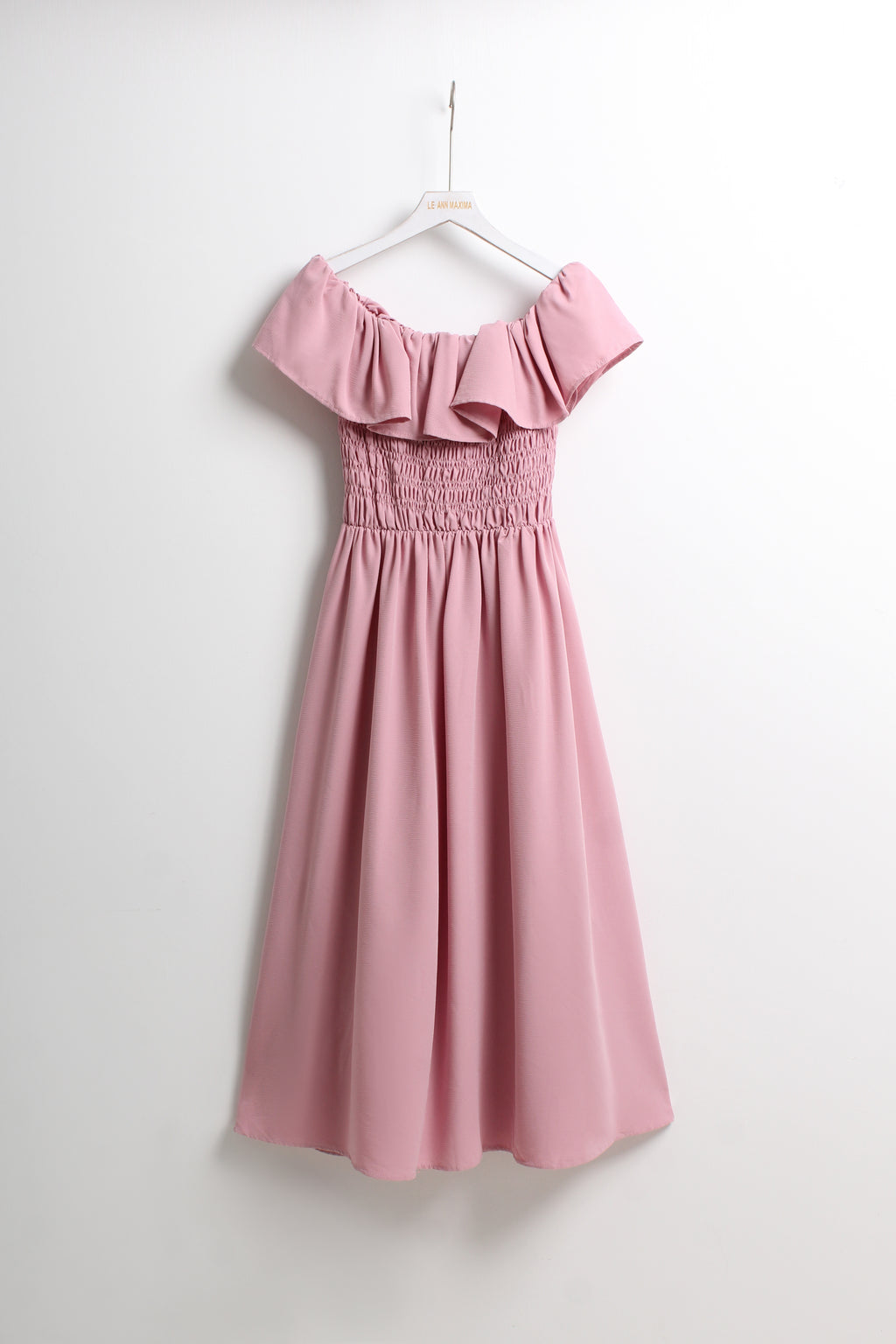 Off-the-Shoulder Dress in Pink (Free size)