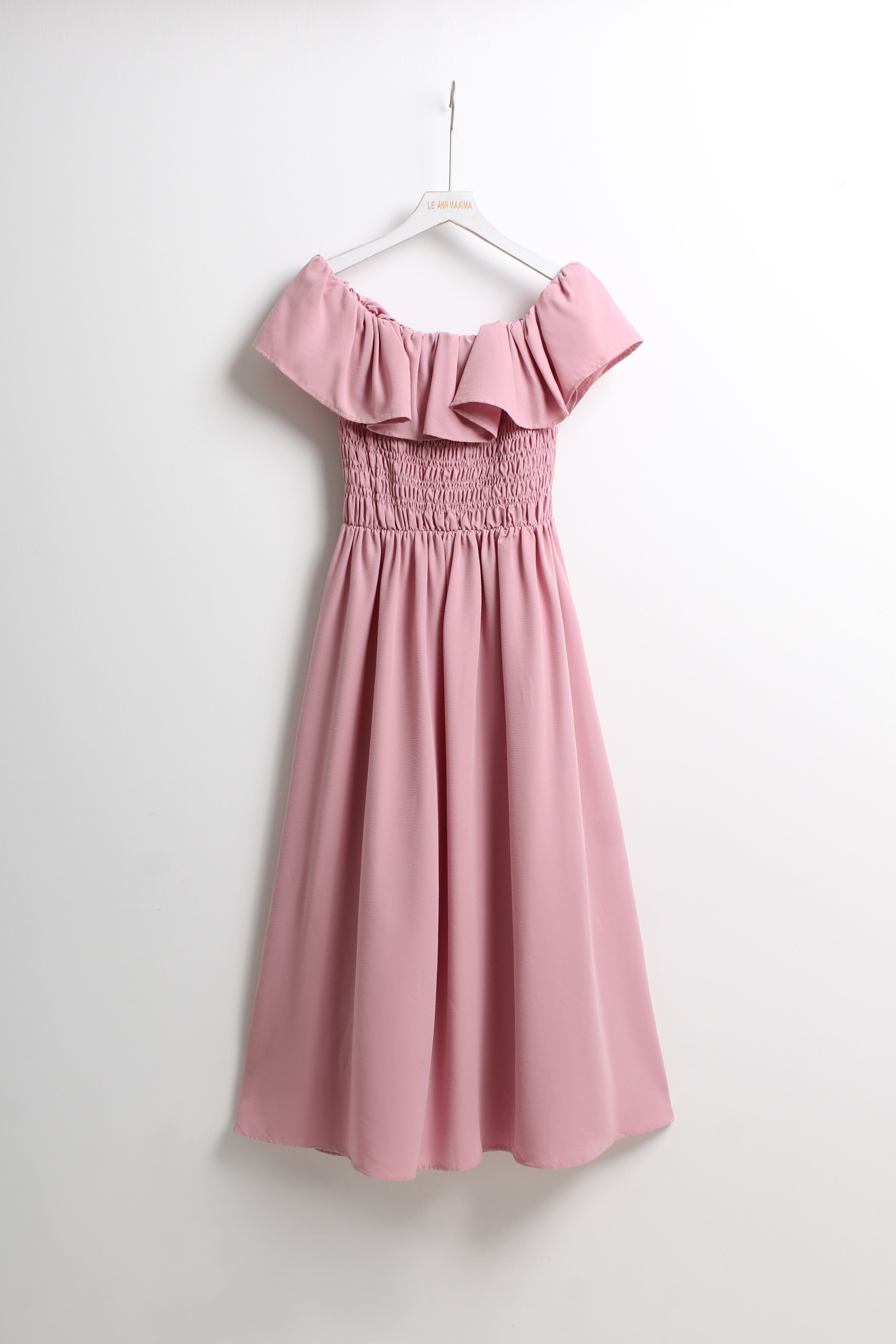 Off-the-Shoulder Dress in Pink (Free size)